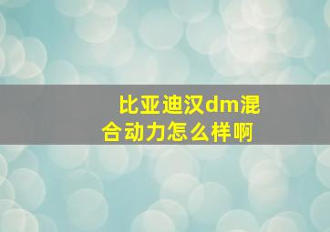 比亚迪汉dm混合动力怎么样啊