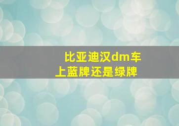 比亚迪汉dm车上蓝牌还是绿牌