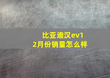 比亚迪汉ev12月份销量怎么样