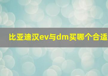 比亚迪汉ev与dm买哪个合适