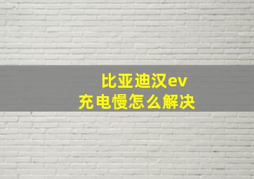 比亚迪汉ev充电慢怎么解决