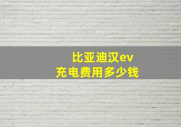 比亚迪汉ev充电费用多少钱