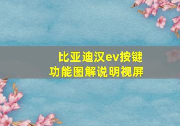 比亚迪汉ev按键功能图解说明视屏