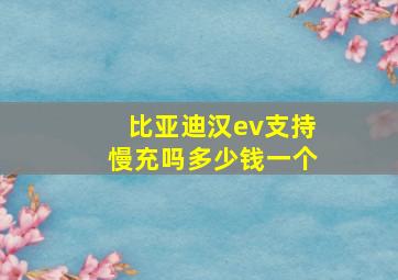 比亚迪汉ev支持慢充吗多少钱一个