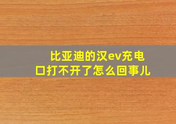 比亚迪的汉ev充电口打不开了怎么回事儿