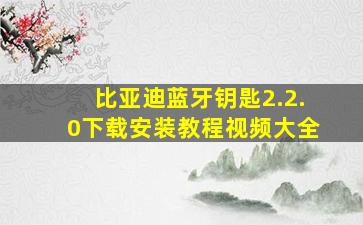 比亚迪蓝牙钥匙2.2.0下载安装教程视频大全