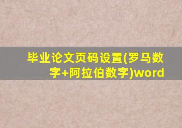 毕业论文页码设置(罗马数字+阿拉伯数字)word