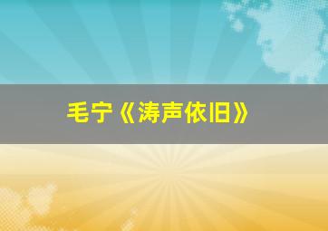 毛宁《涛声依旧》