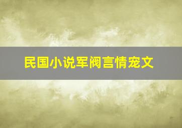 民国小说军阀言情宠文