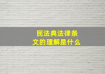 民法典法律条文的理解是什么