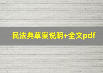 民法典草案说明+全文pdf