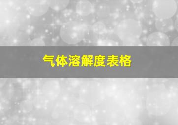 气体溶解度表格