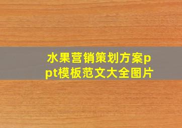 水果营销策划方案ppt模板范文大全图片