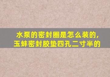 水泵的密封圈是怎么装的,玉蚌密封胶垫四孔二寸半的