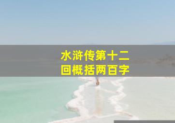 水浒传第十二回概括两百字