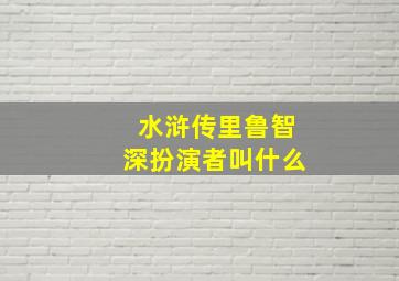 水浒传里鲁智深扮演者叫什么