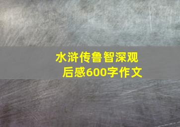 水浒传鲁智深观后感600字作文