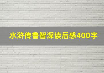 水浒传鲁智深读后感400字