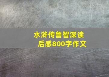 水浒传鲁智深读后感800字作文