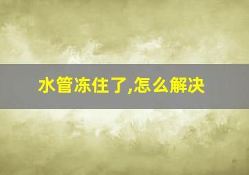 水管冻住了,怎么解决