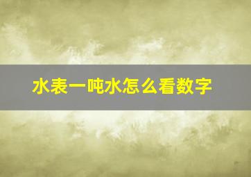 水表一吨水怎么看数字