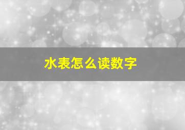 水表怎么读数字