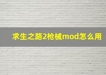 求生之路2枪械mod怎么用