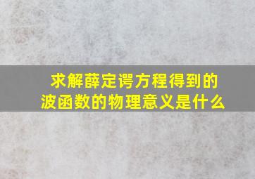 求解薛定谔方程得到的波函数的物理意义是什么