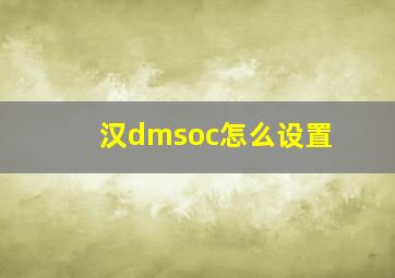 汉dmsoc怎么设置