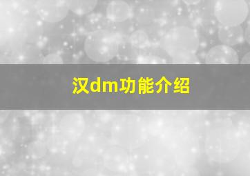 汉dm功能介绍