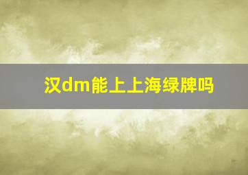 汉dm能上上海绿牌吗