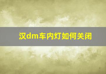 汉dm车内灯如何关闭