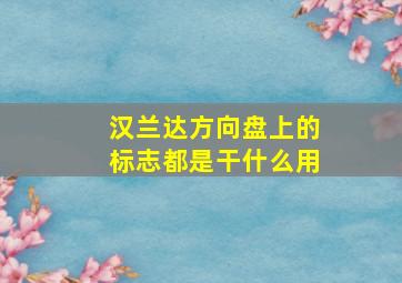 汉兰达方向盘上的标志都是干什么用