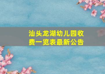 汕头龙湖幼儿园收费一览表最新公告