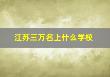 江苏三万名上什么学校