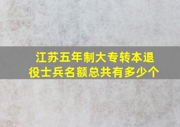 江苏五年制大专转本退役士兵名额总共有多少个