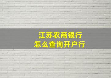 江苏农商银行怎么查询开户行