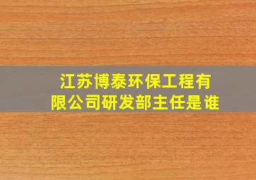 江苏博泰环保工程有限公司研发部主任是谁