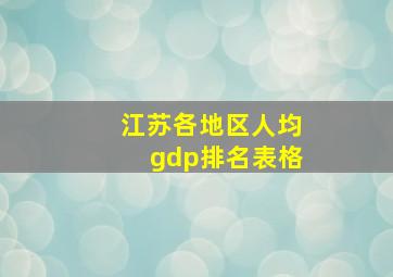 江苏各地区人均gdp排名表格