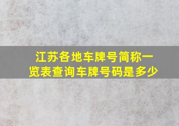 江苏各地车牌号简称一览表查询车牌号码是多少