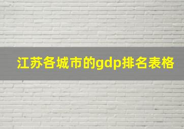 江苏各城市的gdp排名表格