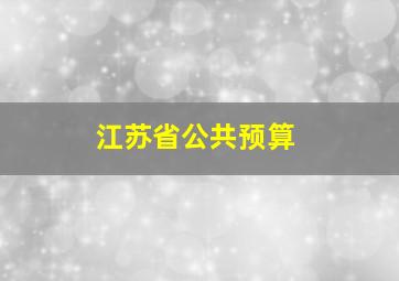 江苏省公共预算