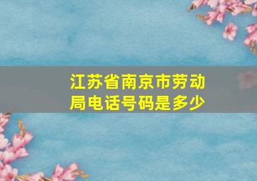 江苏省南京市劳动局电话号码是多少