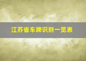 江苏省车牌识别一览表