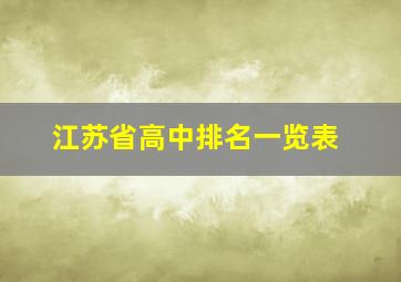 江苏省高中排名一览表