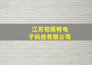 江苏铂英特电子科技有限公司