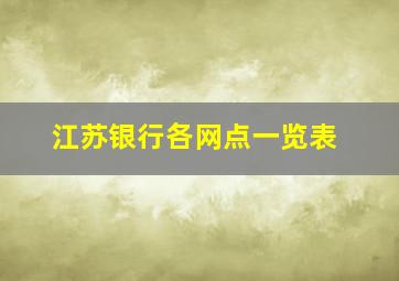 江苏银行各网点一览表