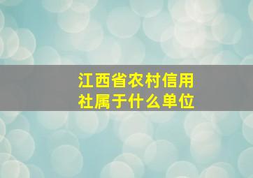 江西省农村信用社属于什么单位