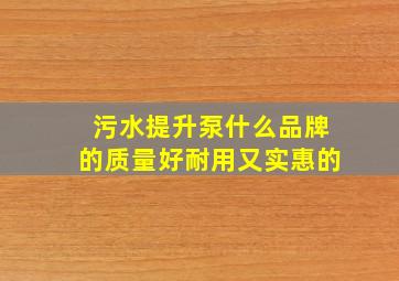 污水提升泵什么品牌的质量好耐用又实惠的