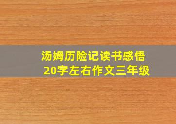 汤姆历险记读书感悟20字左右作文三年级